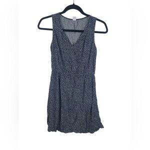 Old Navy Blue Polka Dot Pullover Sleeveless Waist-Defined V-Neck Dress S Womens